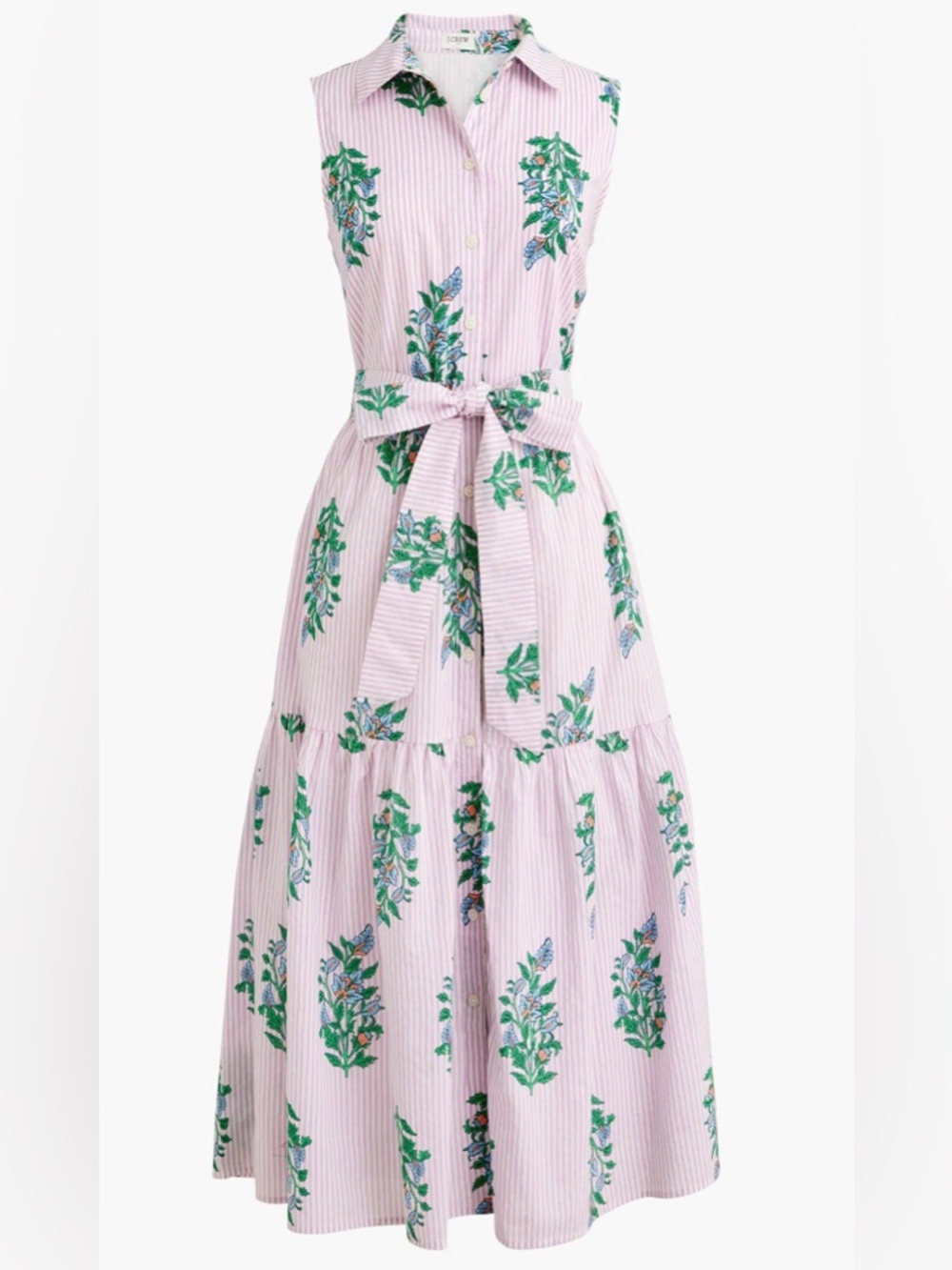 J. Crew Midi Striped Sleeveless Dress with Floral Print